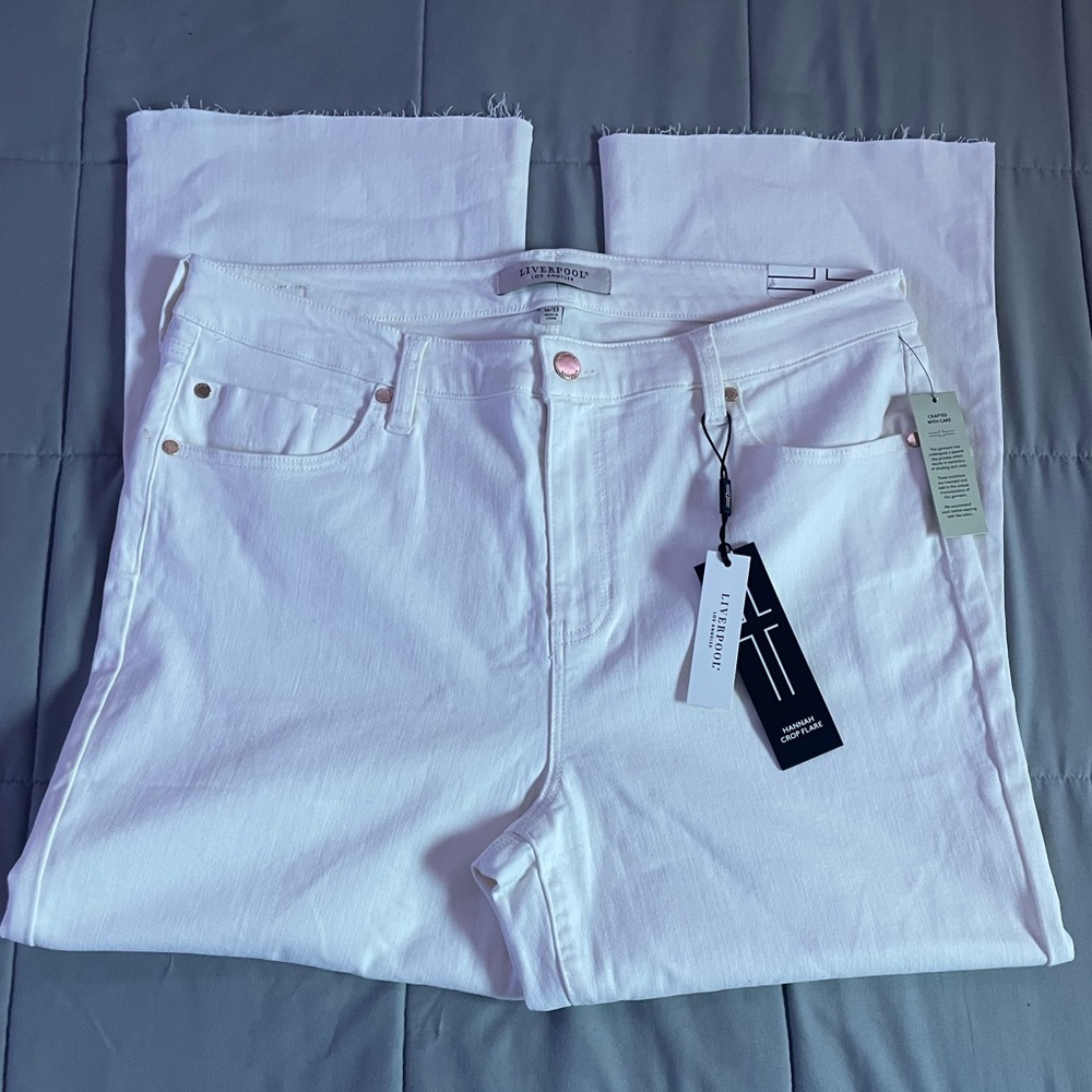 Liverpool Los Angeles | Hannah Crop Flare Pants | Cream | NWT